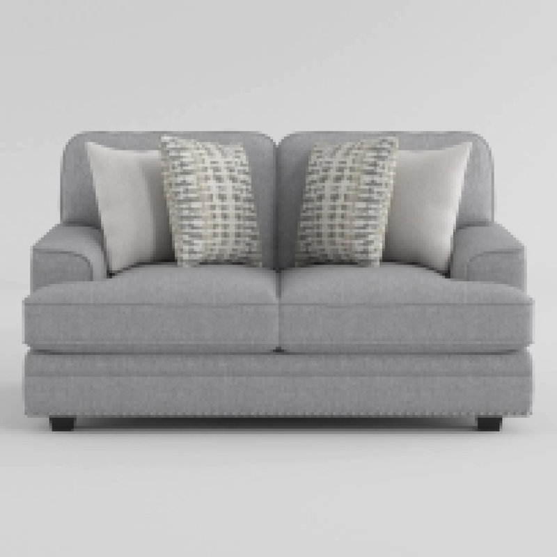Causeuse avec 4 coussins Brady, chenille, cloutée, 66 po, Gris