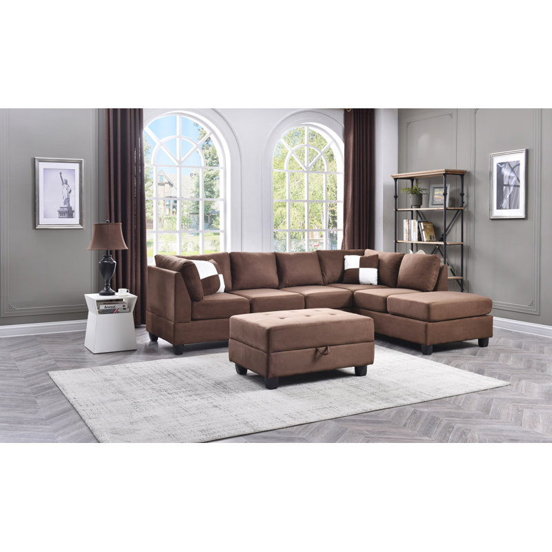 Canapé modulaire Senone Furniture Malone G633B-SC, Microfibre chocolat, Orienté à droite