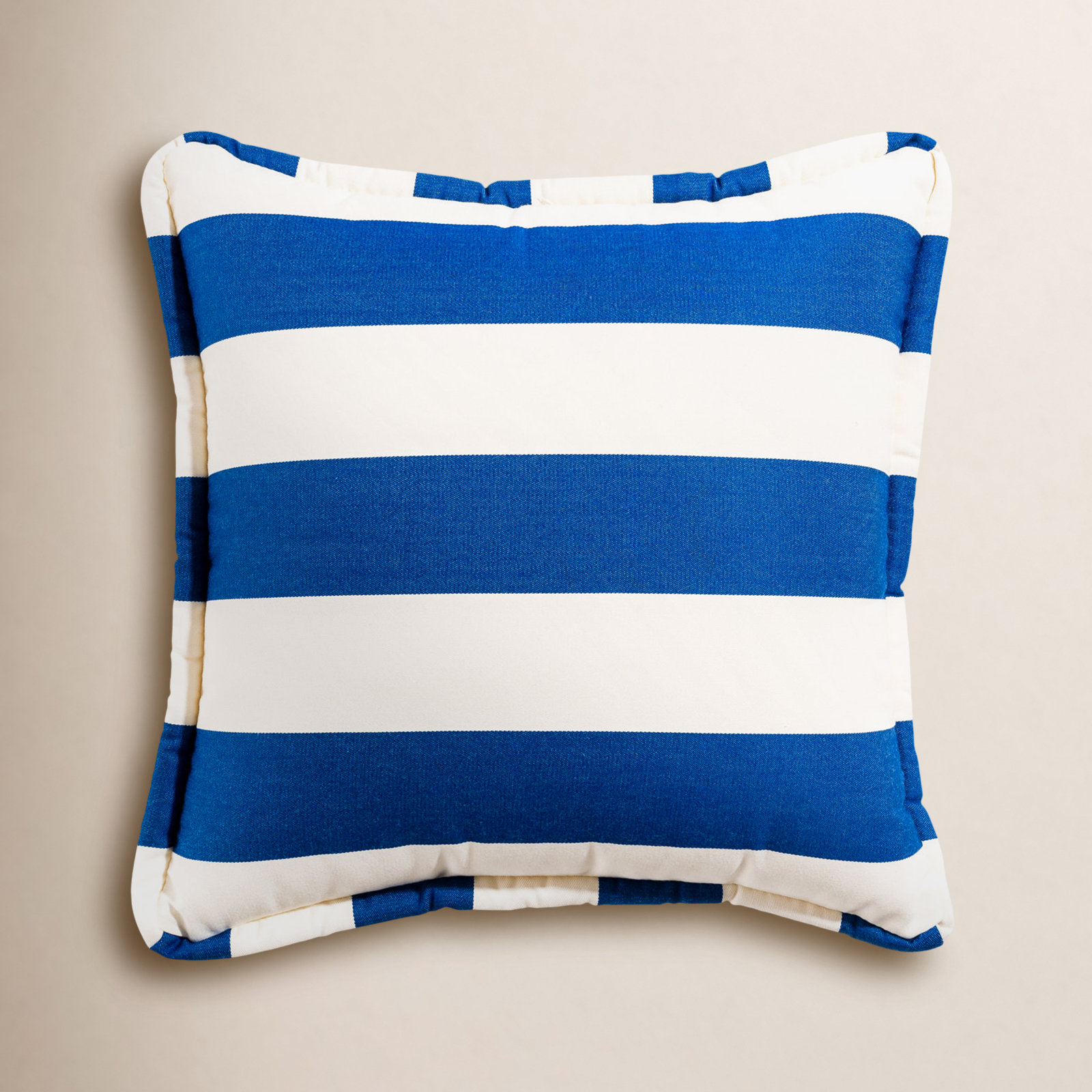Devi Outdoor Pillow Cover & Insert, Blue Striped, 18" H x 18" W