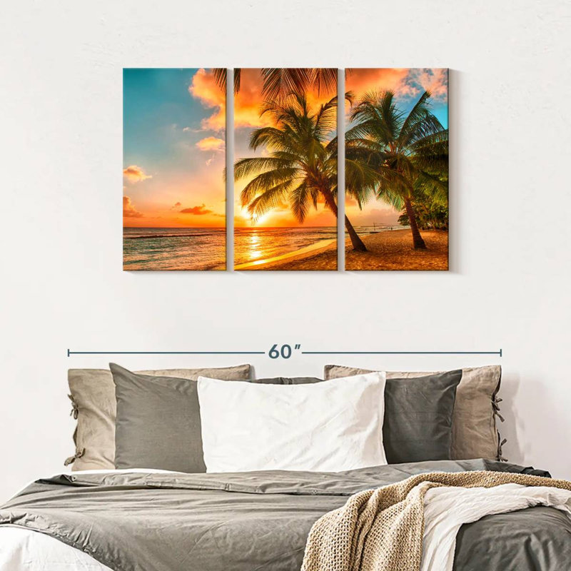Île de la Barbade, 3 pièces, H 45 po x l 28 po x P 1,25 po