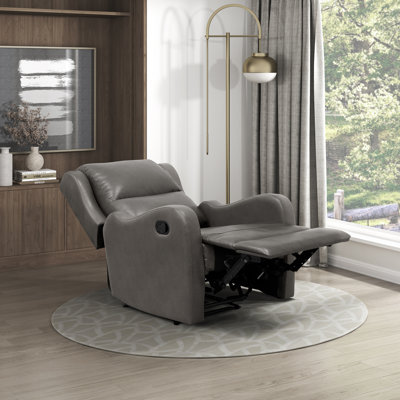 Norihisa 30" Modern & Contemporary Faux Leather Reclining Chair with Tab Pull Recline, Pocket Coil Seating & Solid Wood Frame