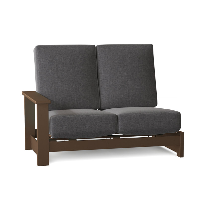 Causeuse Cherin avec coussins, Accoudoir à droite (vu de face), Tissage uni ardoise coulée Sunbrella®, Noir texturé