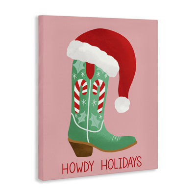 Howdy Holidays Boot & Hat Canvas Wall Art, design by Taylor Shannon Designs