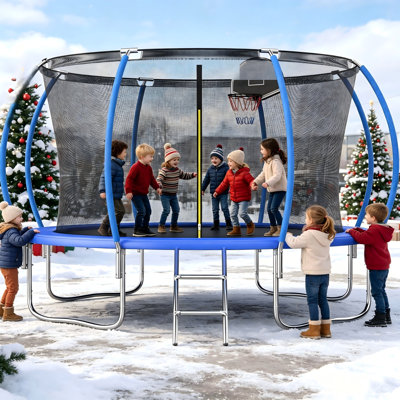 Backyard Round Trampoline with Safety Enclosure, Large Outdoor Trampoline for Kids & Adults – Heavy Duty