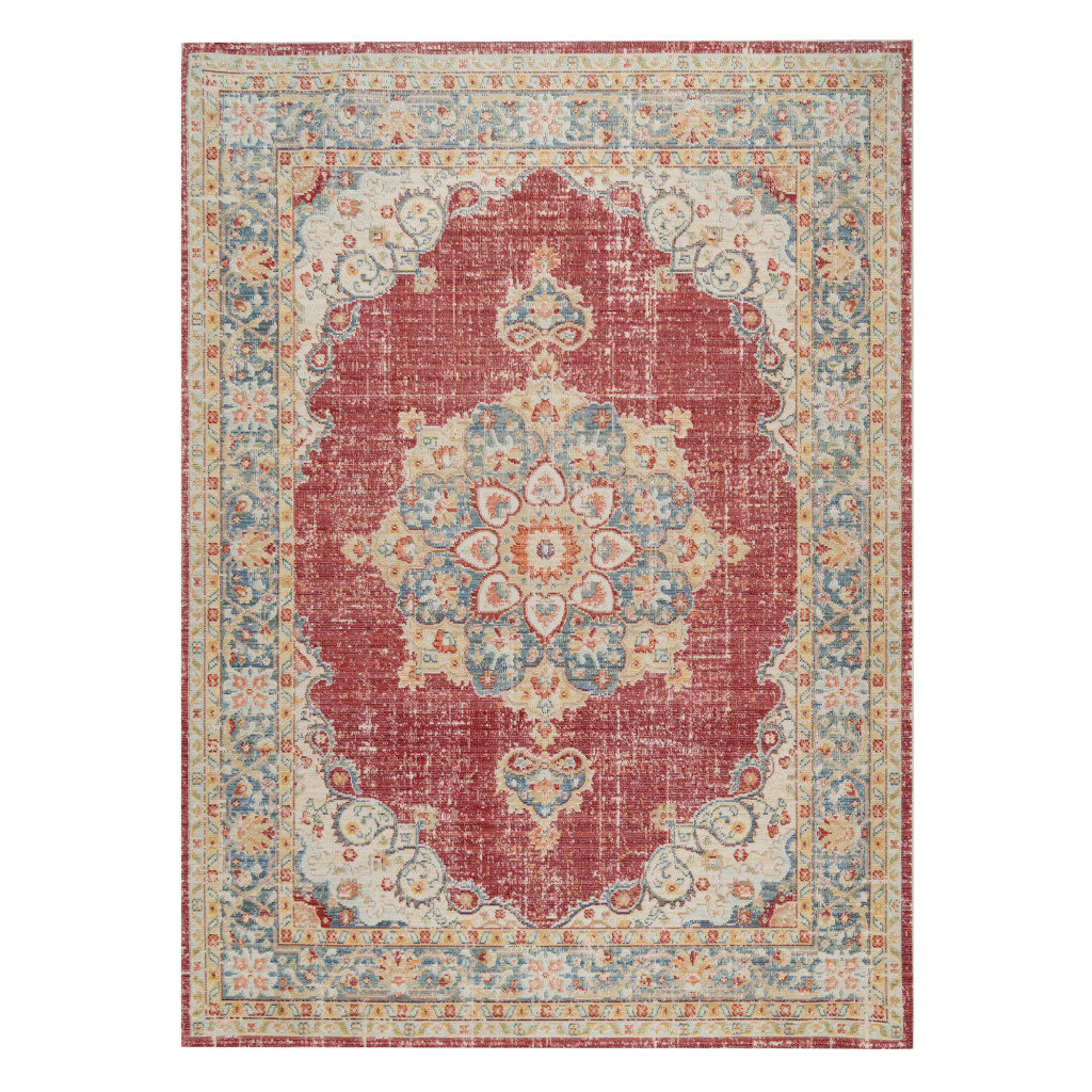 HomeRoots 5' X 8' Orange Red And Gold Medallion Area Rug | Wayfair