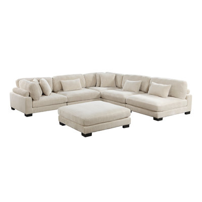 Canapé modulaire 6 pièces avec repose-pieds Sumekh