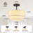 3-Light 2-Tier 12.6" Dimmable Linen Shade Drum Semi Flush Mount Modern Farmhouse Round Ceiling Lamp for Kitchen Island Hallways-1367800218