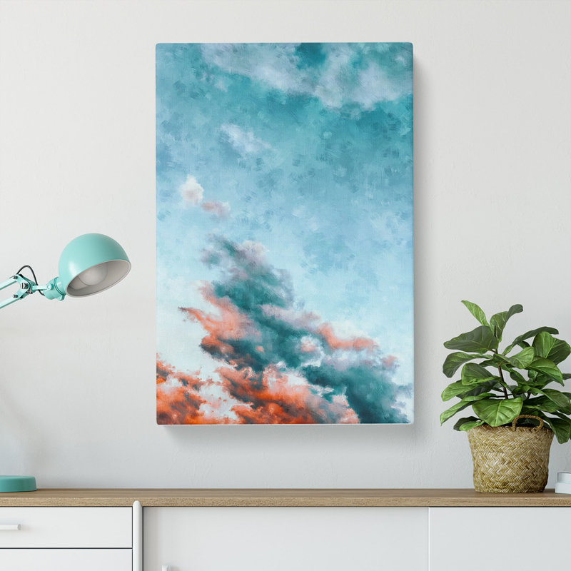 Peach Kissed Clouds - Wrapped Canvas Painting, 76cm H x 50cm W x 3cm D