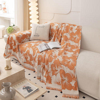 Floral Stain Resistant T-Cushion Sofa Slipcover