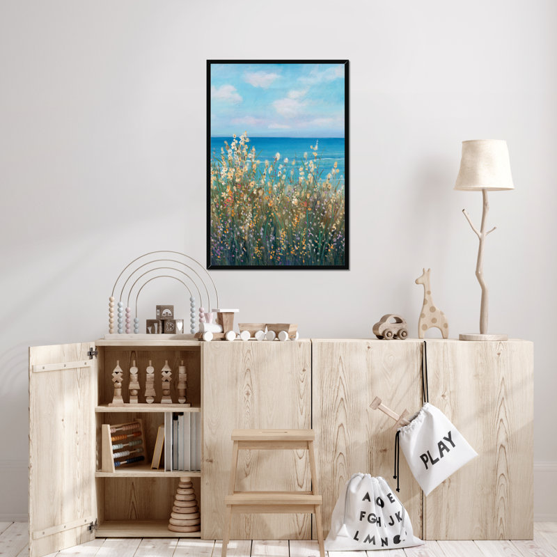 Flowers at the Coast II by Timothy O' Toole - Wrapped Canvas Painting, Black Framed Paper Print, 95cm H x 65cm W