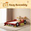 Full Size Race Car-Shaped Platform Bed With Wheels-964529025