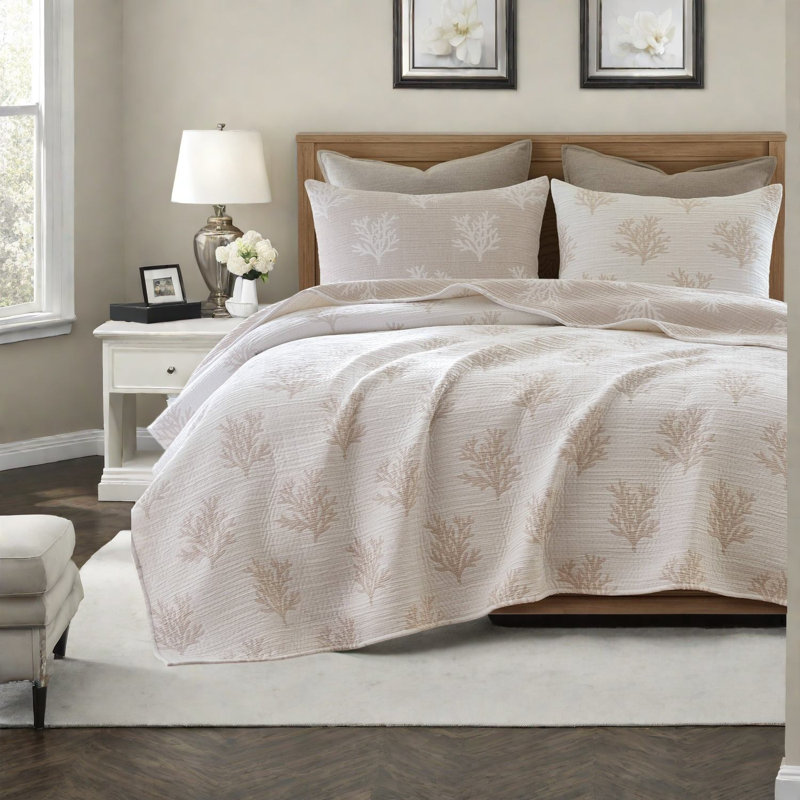 Cotton Blend Floral Quilt Set