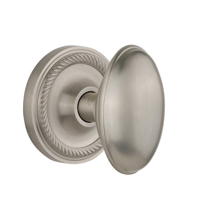 Rope Rosette with Homestead Door Knob, Satin Nickel, 2-3/4”