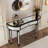  47 Inch Half-Moon Mirrored Console Table, Fluted Glass Entryway Vanity Desk with Crystal Knob Drawer, Solid Hardwood Crescent Foyer Table for Bedroom Dressing-561412086