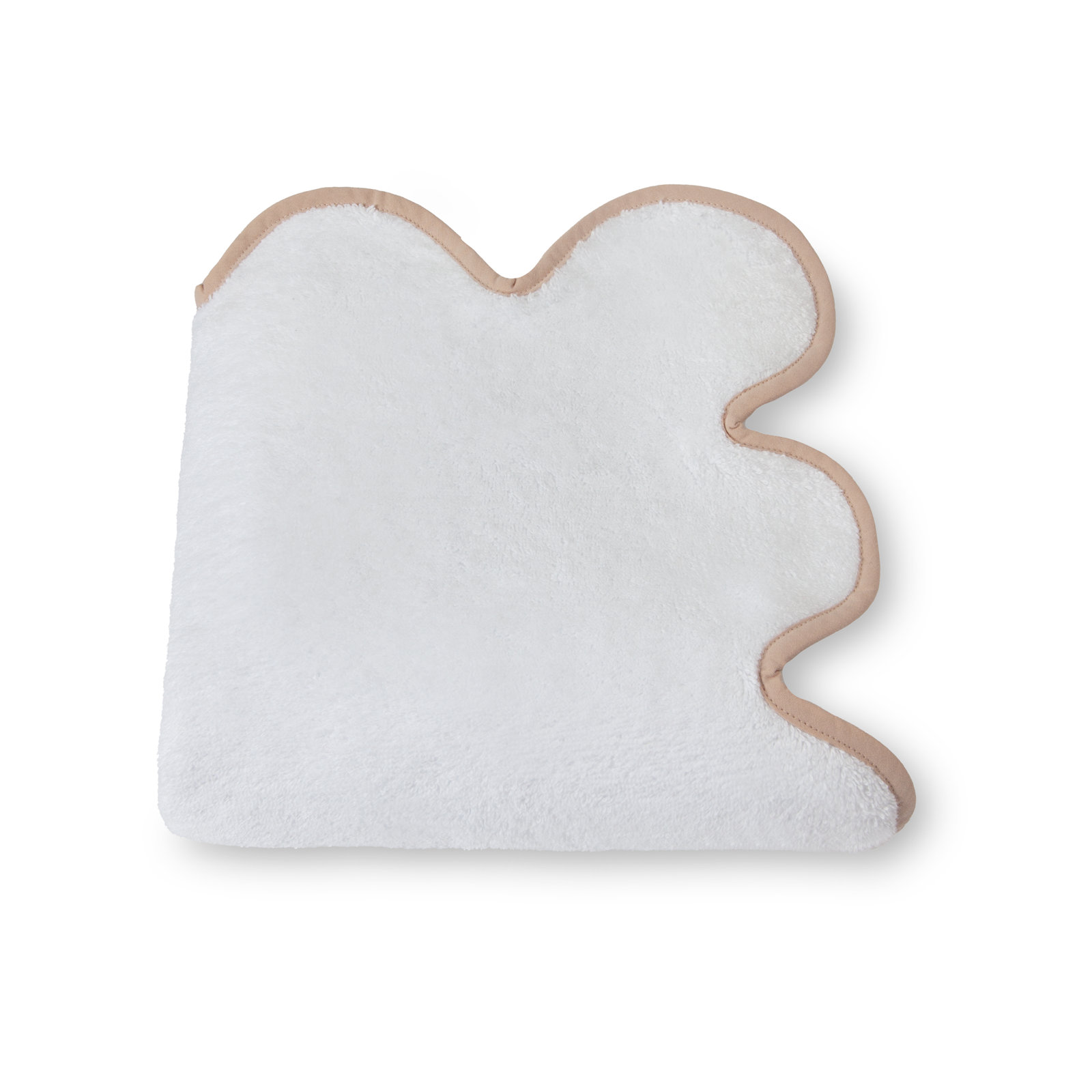 Scalloped Hand Towel, White/Brown, Hand Towel