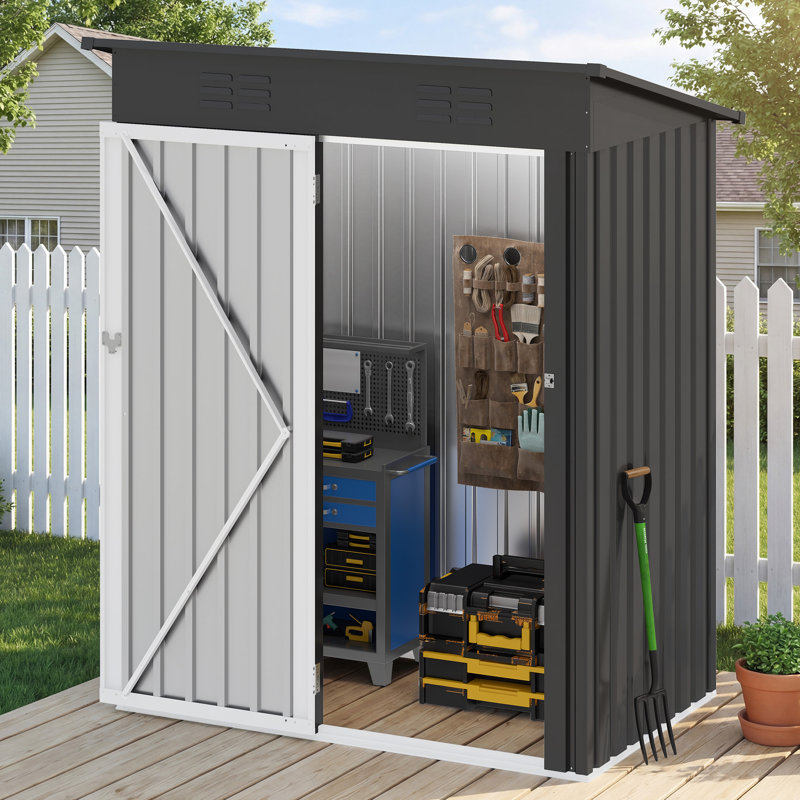 Edrosie Inc 4.6x2.5 FT Galvanized Steel Storage Shed