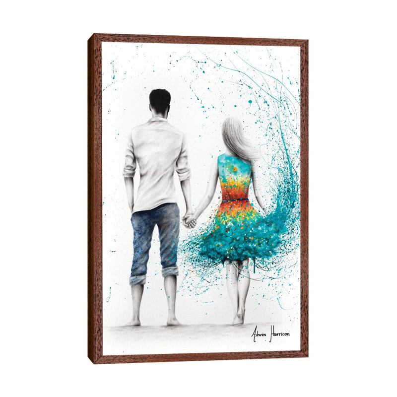 Ocean Sunset Love by Ashvin Harrison - Print on Canvas, Classic Brown Wood Framed, 152.5 cm H x 101.5 cm W