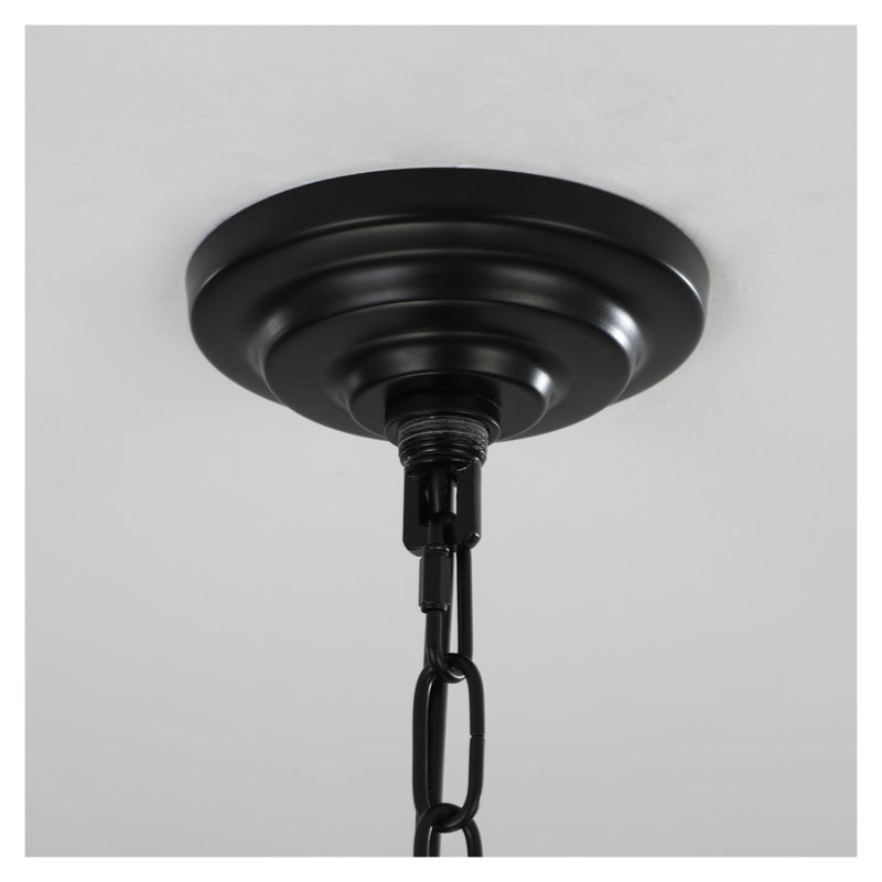 Luminaire suspendu géométrique moderne de 18 po à 8 lumières, noir industriel et chrome avec cadre en métal à hauteur réglable pour le salon de la cuisine