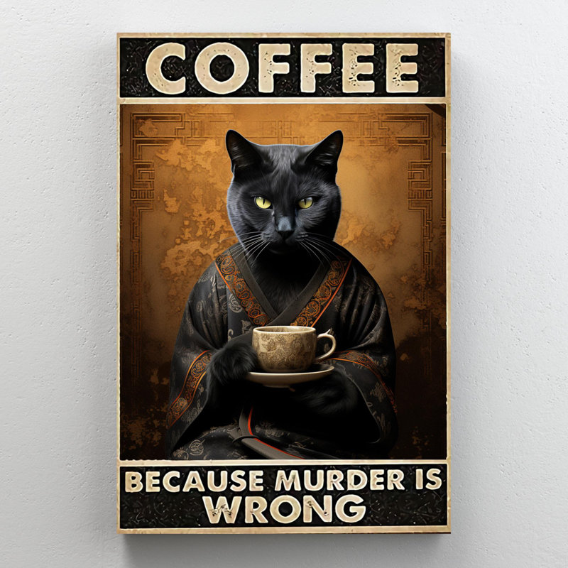 " Black Cat Coffee ", 14" H x 11" W x 1.25" D