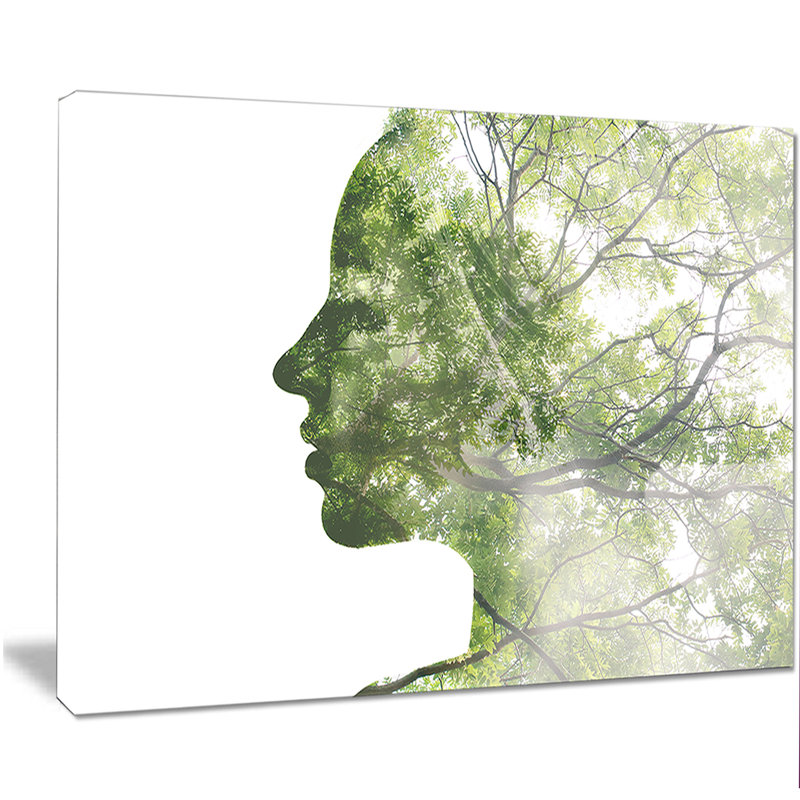 « lady combine avec vert tree », reproduction d’impression sur toile tendue, H 30 po x l 40 po