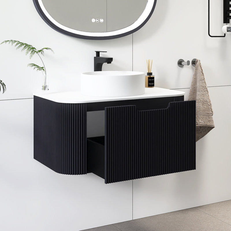 Meuble-lavabo mural 30 po en contreplaqué flottant avec lavabo