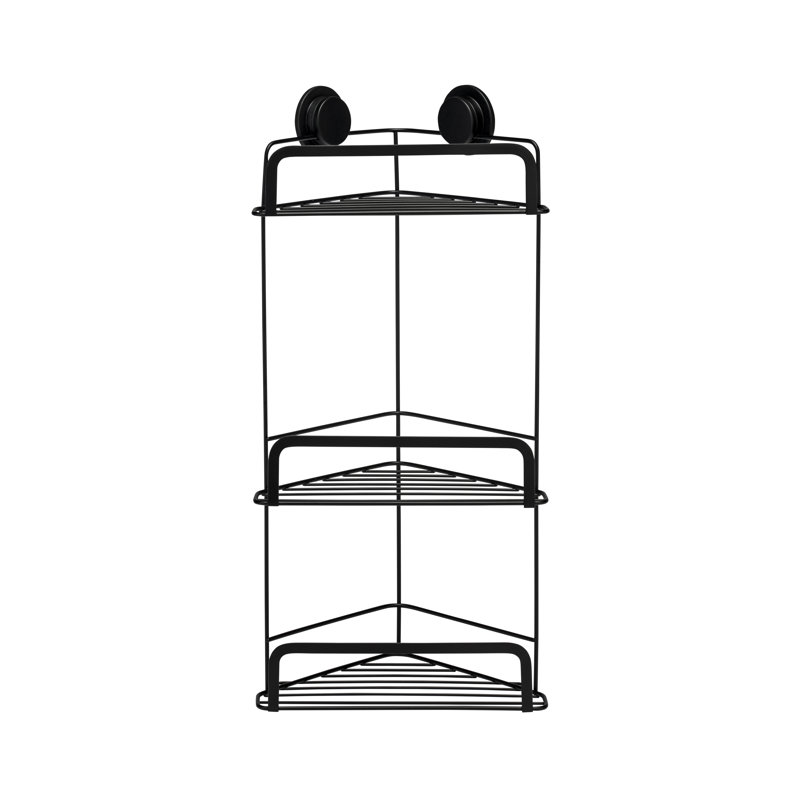 Stick 'N' Lock Three Tier Corner Shower Caddy, Matt Black