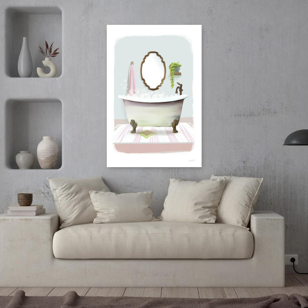 Powder Puff Bath Vintage Abstract Plant Wall Art Print