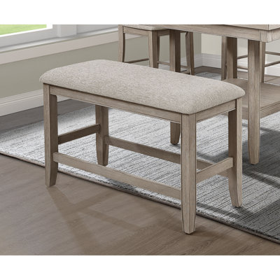 Banc rembourré Style de style gris avec repose-pieds et base en bois massif pour comptoir rectangulaire à hauteur de comptoir brun + gris beige, repose-pieds