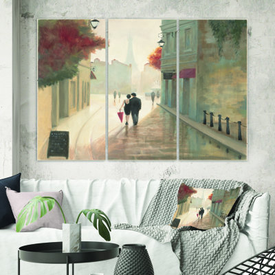 " Paris Romance Couples II " 3 - Pieces Painting Print
