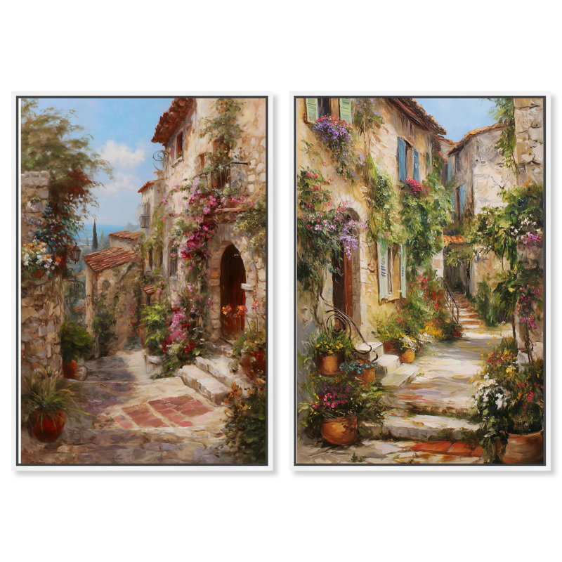 Reproduction acrylique paysage méditerranéen , H 54 po x l 36 po