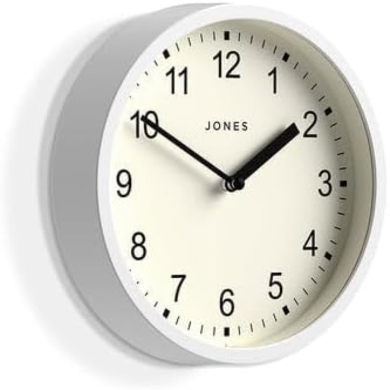 Infinity Instruments LTD. Horloge murale de cuisine rétro Mid-Century, Blanc