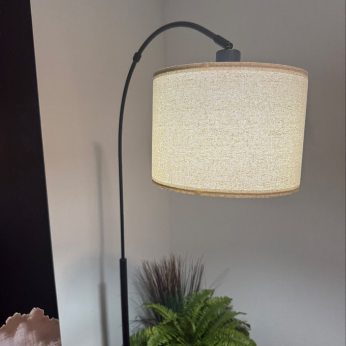 70'' Modern Arc Dimmable Floor Lamp with Remote Control for Living Room - Black