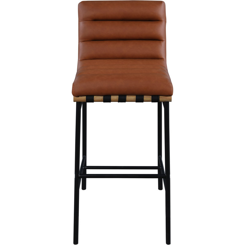 Vincentas Bar and Counter Stool, Black Faux Leather, Bar Stool (29.9" Seat Height)