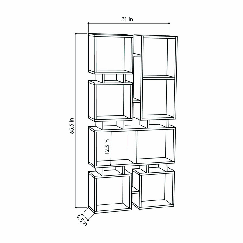 Bibliothèque géométrique Carmet H 65,24 "x l 31,05", Blanc