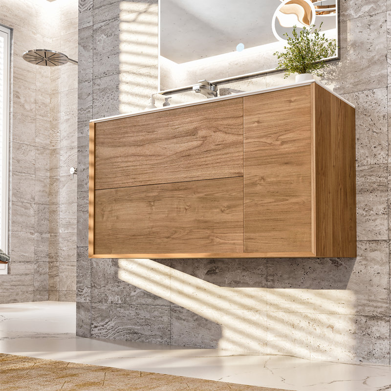 Alhagie 44'' Wall-Mounted Single Bathroom Vanity Set