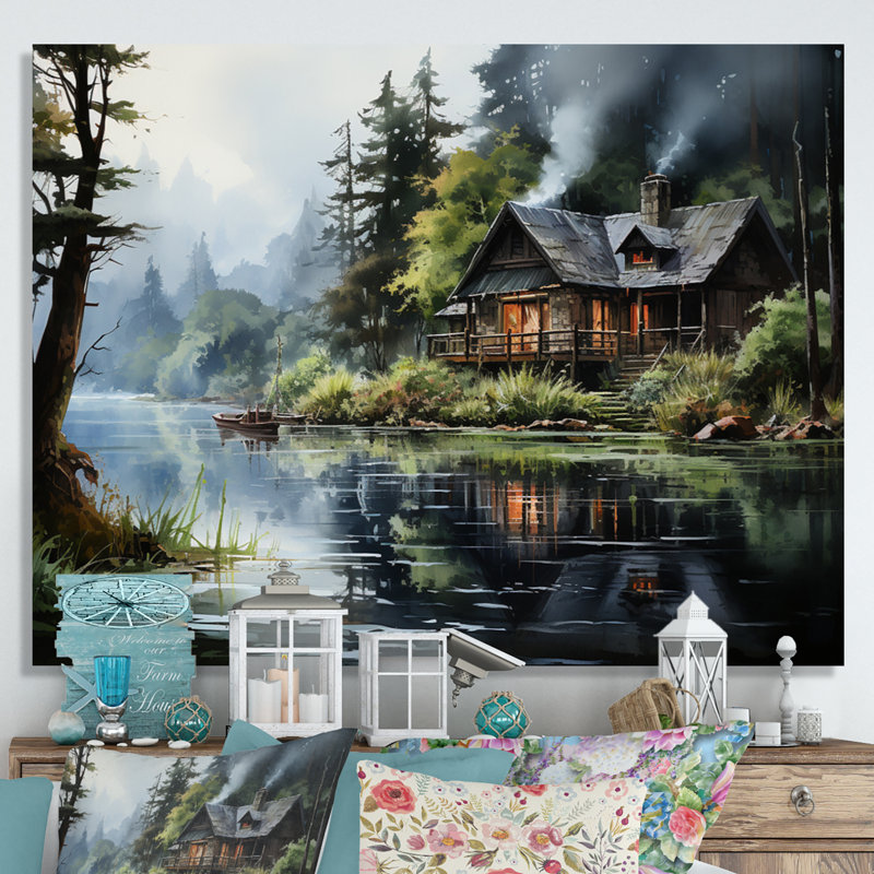 Lakehouse Shades Of Serenity II - Landscapes Canvas Wall Art, H 34 po x l 44 po x P 1,5 po, Toile tendue