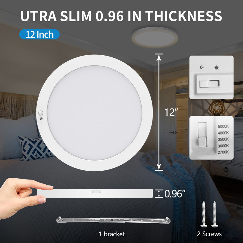 4 Pack Motion Sensor Ceiling Light Indoor Wired PIR, 5CCT, 24W, 12 Inch LED Flush Mount Light Fixture, Motion Activated Light with Timer for Hallway, Stair, Walk-in Closet
