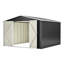 Remise de rangement extérieure 10 pi x 10 pi, métal noir. Portes et structure verrouillables. Convient aux outils de jardinage. , Ventilé, imperméable. Pour la cour arrière, la pelouse, le patio noir. Métal avec cadre actualisé. Peut contenir des outils,