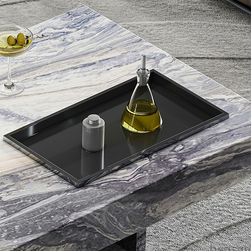 Modern rectangular marble coffee table living room, 11.8" H x 47.2" L x 27.6" W
