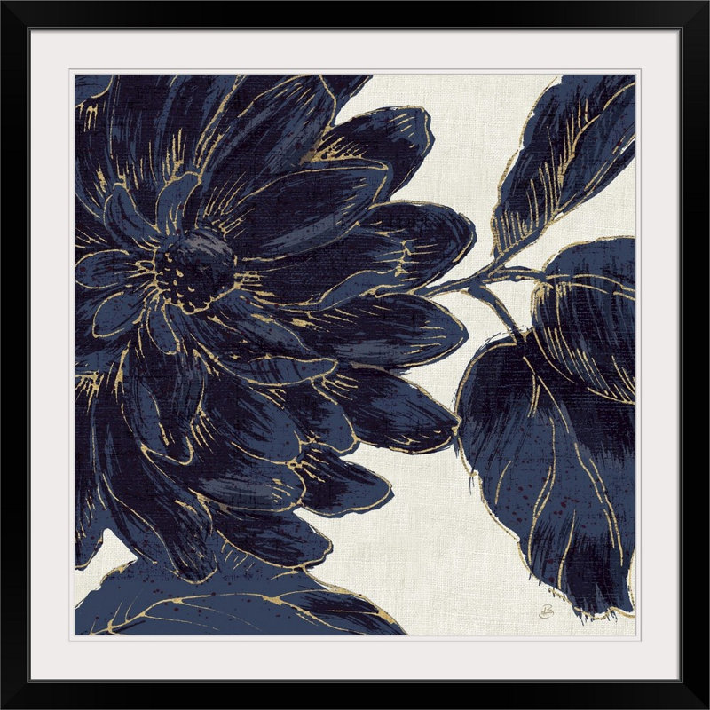 «Indigo Garden I», reproduction d'impression, H 38 po x l 38 po x P 1 po, Cadre noir