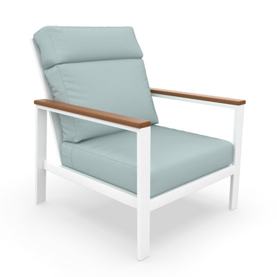 Fauteuil club d'extérieur en métal avec coussin Sunbrella Townsend