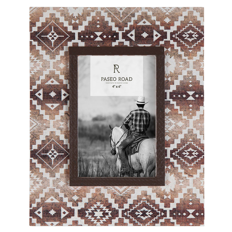Rustic Aztec Pattern Wooden 4x6 Photo Frame