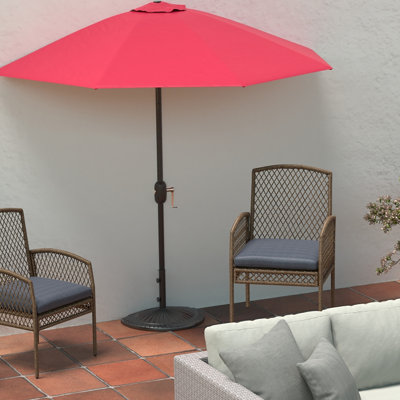 28 lbs. Black Polystone Half-Round Weighted Outdoor Umbrella Base for Patio Half Umbrellas