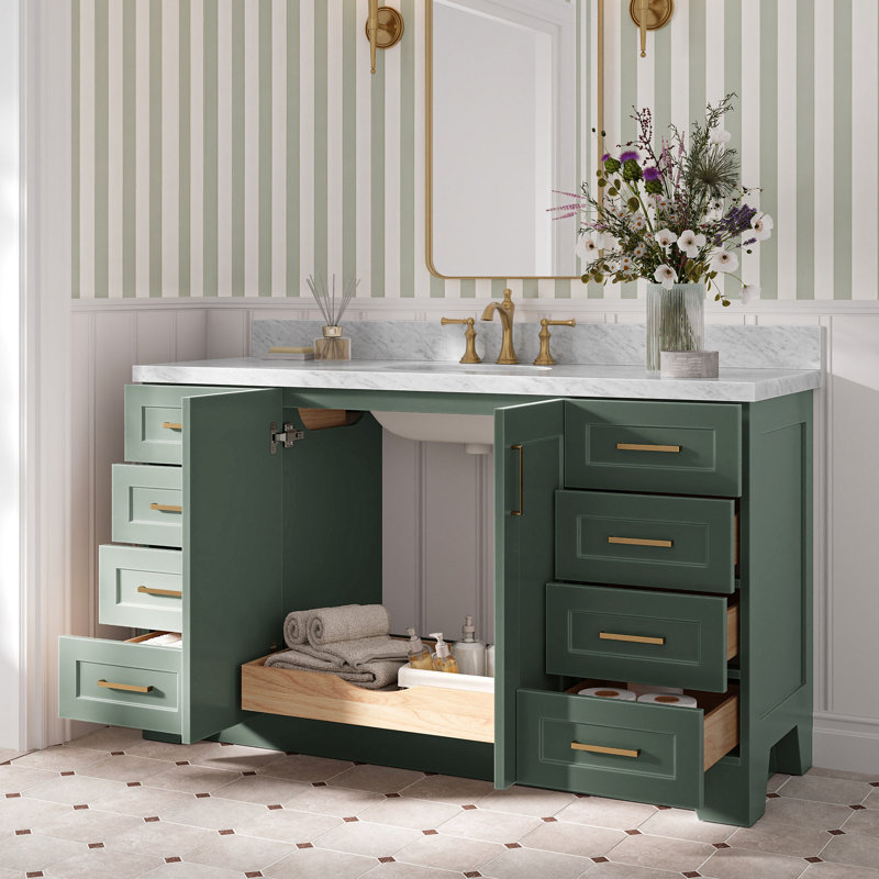 60" Single Bathroom Vanity Base Only, White