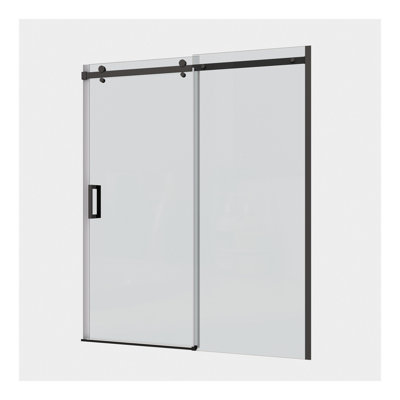 Glass shower door, sliding door, with 5/16" tempered glass and Matted Black finish 5474