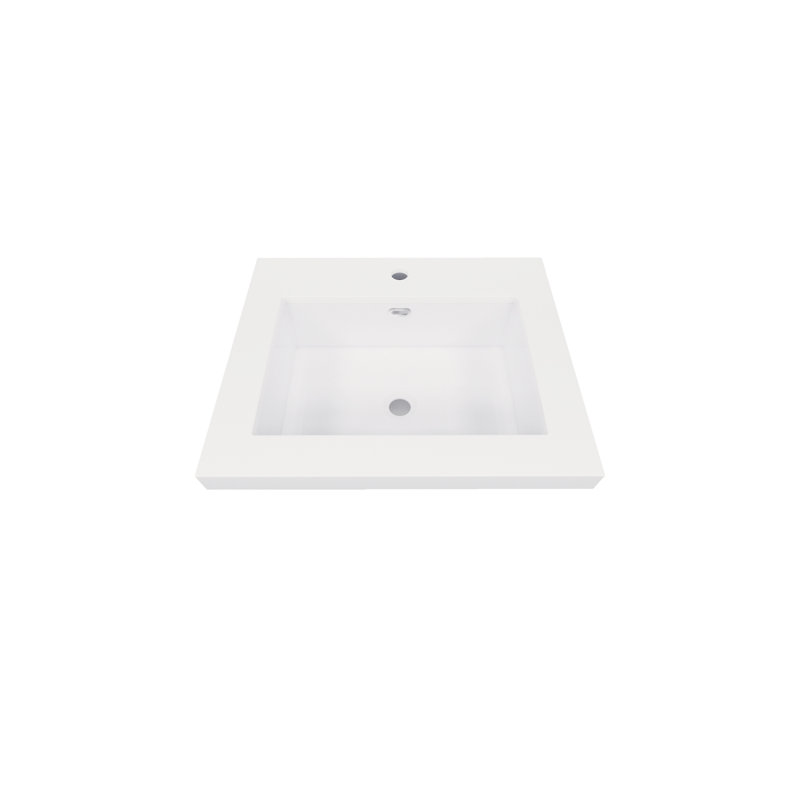 Lavabo de salle de bain rectangulaire encastré avec robinet et trop-plein