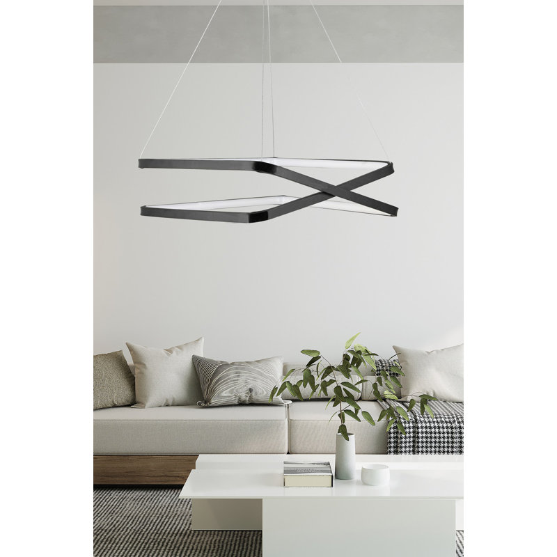 Lustre réglable à DEL, structure en aluminium noir, 15,7 x 15,7 x 4,7 pouces | Lumière jaune 4000K, 40-60 watts | Conception moderne, parfaite pour la salle à manger ou l'espace de vie, solution d'éclairage écoénergétique et élégante