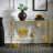 Lenssen Gold Finish Peony And Ginkgo Console Table With Mirror Top