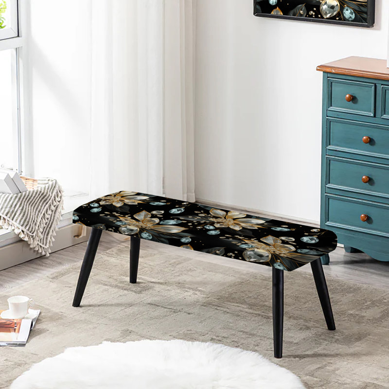 Bleu et noir opulent cristal Splendor - banc noir rembourré Glam
