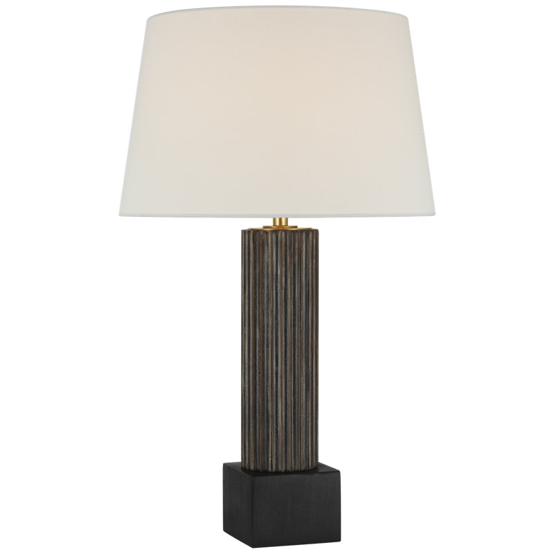 Chapman & Myers Reeve 29" Table Lamp in Vintage Carrara with Linen Shade, Wood, Walnut